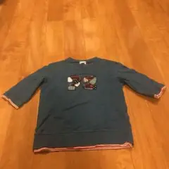 mou jonjon青色 七分袖 トップス 刺繍デザイン