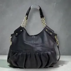 Beau’re Y2K ギャザーレザー チェーンバッグ 黒 大容量 美品