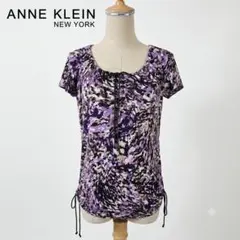 ANNE KLEIN NY 半袖カットソー ドローストリング パープル柄のサムネイル
