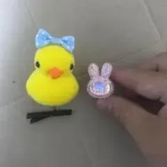 アヒルとウサギのヘアクリップ