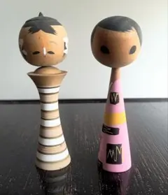 現代こけし 2体セット 作家物 サイン入り 母子こけし 創作こけし