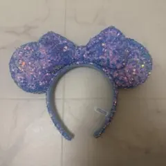 ミニー　ディズニーランド　カチューシャ　青色ラメ