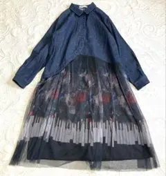 ♡美品♡ イズスカラー　異素材ワンピース　ドッキングワンピース　デニムチュール
