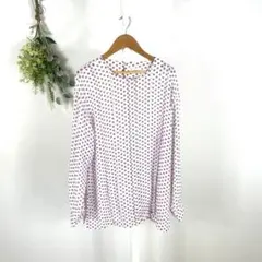 T0901 ブラウス　美品　シースルー　ゆったり　透け感　ロゴ　総柄　お買い得