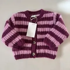 ZARA kids ピンクボーダー カーディガン 86size