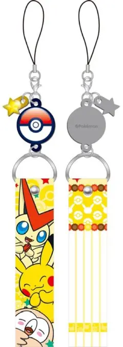 ポケモンセンタートウホク 1周年記念 吹き流し風ストラップ ビクティニ モクローのサムネイル