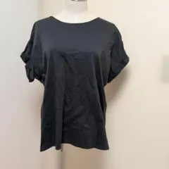 バックリボンデザイン ダークグレー 半袖Tシャツ