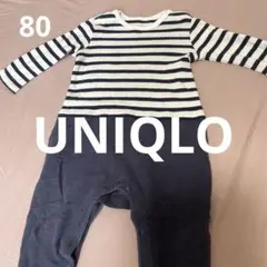 UNIQLO ストライプロンパース 80cm ネイビー/ホワイト