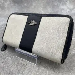 【美品】COACH コーチ 長財布　ジッピー　ホワイト　白　シグネチャーのサムネイル