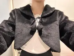 黒 ボレロ フェイクファー ショール