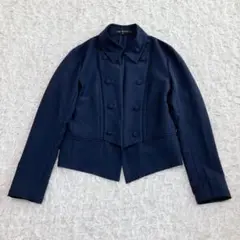ノーアイディーブラック　ストレッチナポレオンショートジャケット　ネイビー　2