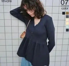 前後2wayペプラムニットトップス