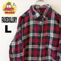 USA古着 FADEDGLORY ネルシャツ　L レッド　ブラック　チェックのサムネイル