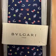 BVLGARI紺色ブルガリ新品未使用品 ネクタイ アイコン柄 保証書付き