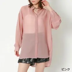 gorge ゴージ　シフォンフラットシャツ　ブラウス　ピンクのサムネイル