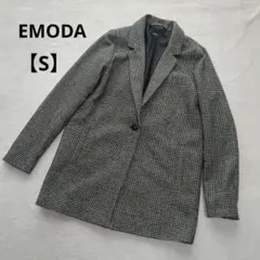 エモダ 千鳥柄 ジャケット アウター S フォーマル スーツ 丈長め