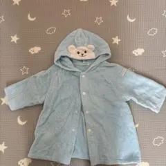 MIKI HOUSE 水色クマフードバスローブ