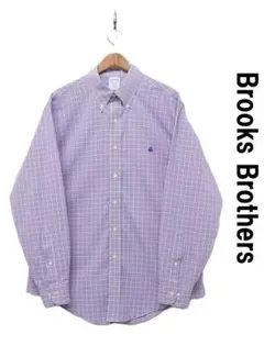 T358/美品 Brooks Brothers ドレスシャツ チェック L 紫のサムネイル