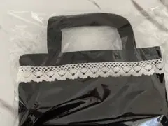 レース装飾 ブラック トートバッグハンドメイド
