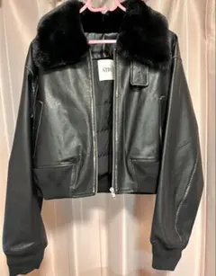 ジェイダ　vintage processingフェイクレザーショートブルゾン