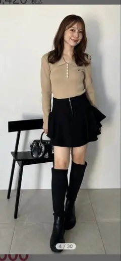 試着のみ　レイヤードフリルミニスカショーパン BLK