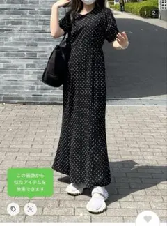 evelyn ドット柄 半袖ワンピース evelyn ドット柄 半袖ワンピース ブラック 水玉 - メルカリ