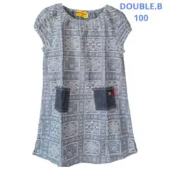 ミキハウス ダブルB 100 ワンピース ペイズリー 総柄 くま 夏服のサムネイル