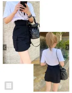 GRL インパン裏地ベルト付きカーゴミニスカート[gm690]