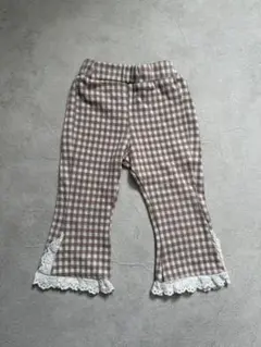 aosta 韓国子供服 チェック jellypants Mサイズ　ベージュ