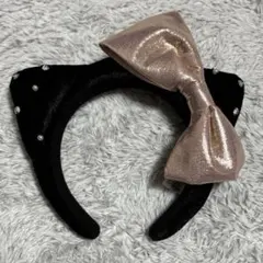 USJ ユニバ キティカチューシャ 黒 ベロア ピンクリボン