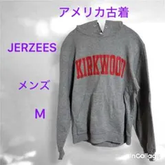 USA古着 JERZEES カレッジロゴパーカー 裏起毛 グレー Sのサムネイル