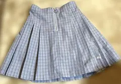 メゾピアノジュニア【着用2回程度】ハートチャーム付きブルーピンクチェックスカート