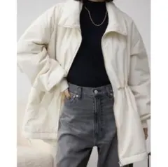 azul by moussy 中綿デザインミドルコート　アイボリー