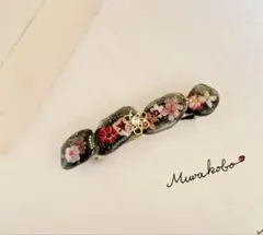 黒いお花のバレッタ　No.2042