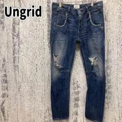 【アングリッド】ダメージデニムパンツ スタッズ付き M レディース n4553