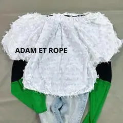 超美品ᰔᩚADAM ET ROPEジャガードオフショルブラウス　白　近年モデル