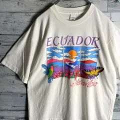 90s　Ecuador エクアドル　Tシャツ 　シングルステッチ　鳥　風景　M