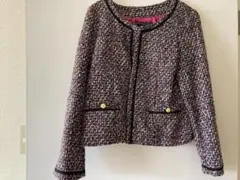 お値下げ　イマージュ　ノーカラー　ショート丈　ジャケットコート　パープル