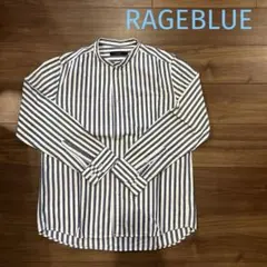 RAGEBLUE ストライプ バンドカラーシャツ L