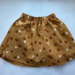 キュロットスカート 120cm マスタード ドット柄 インナーパンツ付