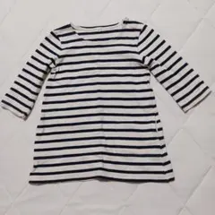 白と紺のストライプ 長袖カットソー 100cm