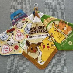『新品』 ポケットモンスター お名前ラベル付き ループ付きタオル 3枚組セット