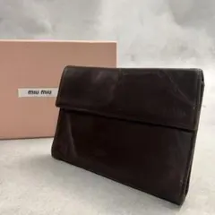 MIUMIU ブラウン レザー レディース 折り財布 9219のサムネイル