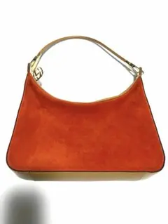 GUCCI（グッチ） スエード×レザー ワンショルダーバッグ オレンジ巾着袋付き