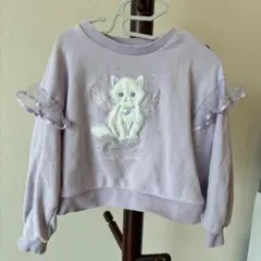 mezzo piano 薄紫色 猫刺繍 トレーナー 120