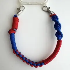 FC東京カラー　パラコード　スマホハンドストラップ　青×赤