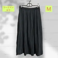 【新品】撥水ランダムプリーツスカート M 黒 ワークマン