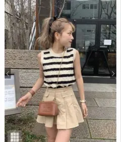 ボーダー柄ノースリーブニットベスト　グレイル　フリーサイズ　新品未使用