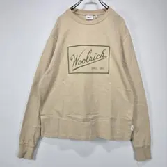WOOLRICH　長袖　Tシャツ　ロンT　M　状態良好　ロゴ　ベージュ　古着のサムネイル