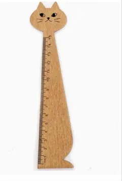 猫グッズ　猫型　木製　定規 15cm